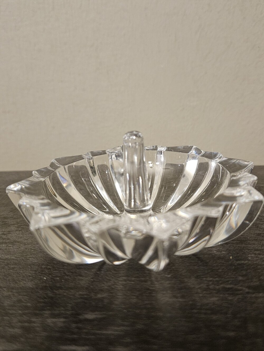 Vintage Cut Crystal Scalloped Ring Holder Trinket Dish
